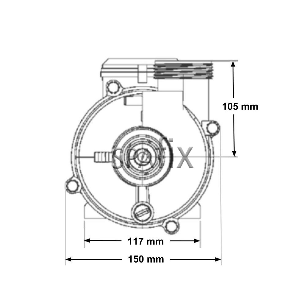 Balboa HyroAir Cirkulationspumpe tegning front