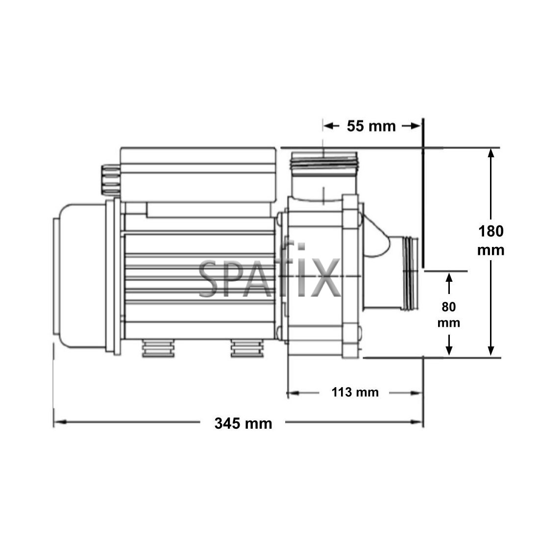 Balboa HyroAir Cirkulationspumpe tegning siden
