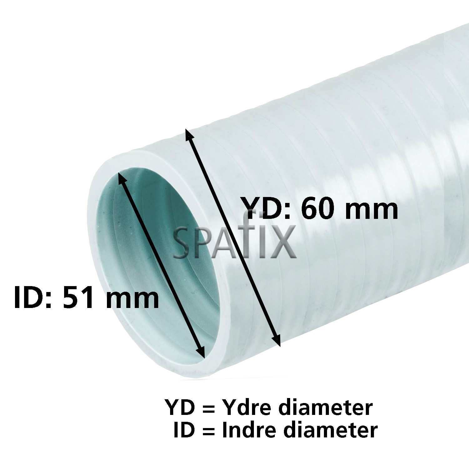 120-0150 2" Flexslange fra Waterway mål