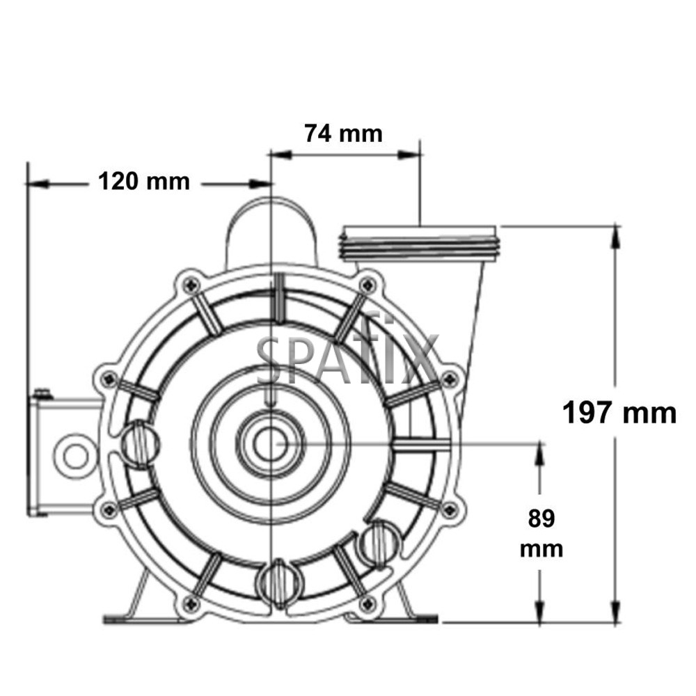 06334000 2040 Gecko CMXP circulation pump 1 15hp front drawing