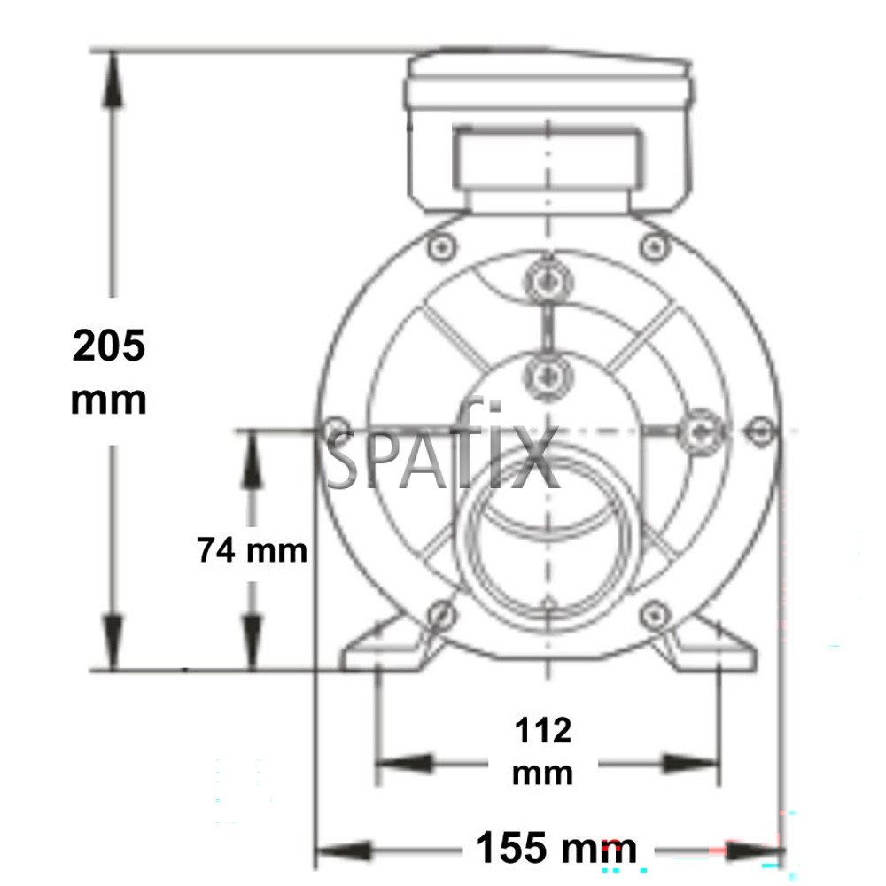 JA100 lx whirlpool 24hr circulationpump dimension front