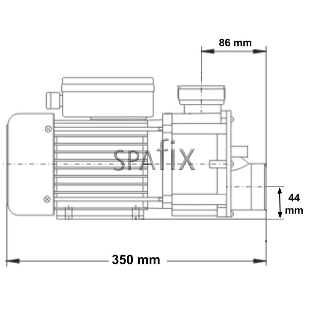 JA100 lx whirlpool 24hr circulationpump dimension side