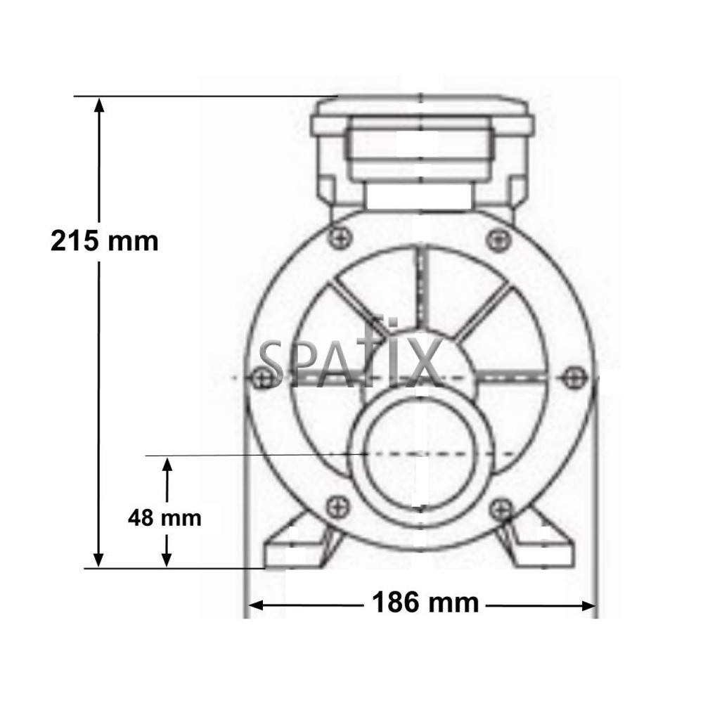 ja200 lx whirlpool single speed massage pump dimension front