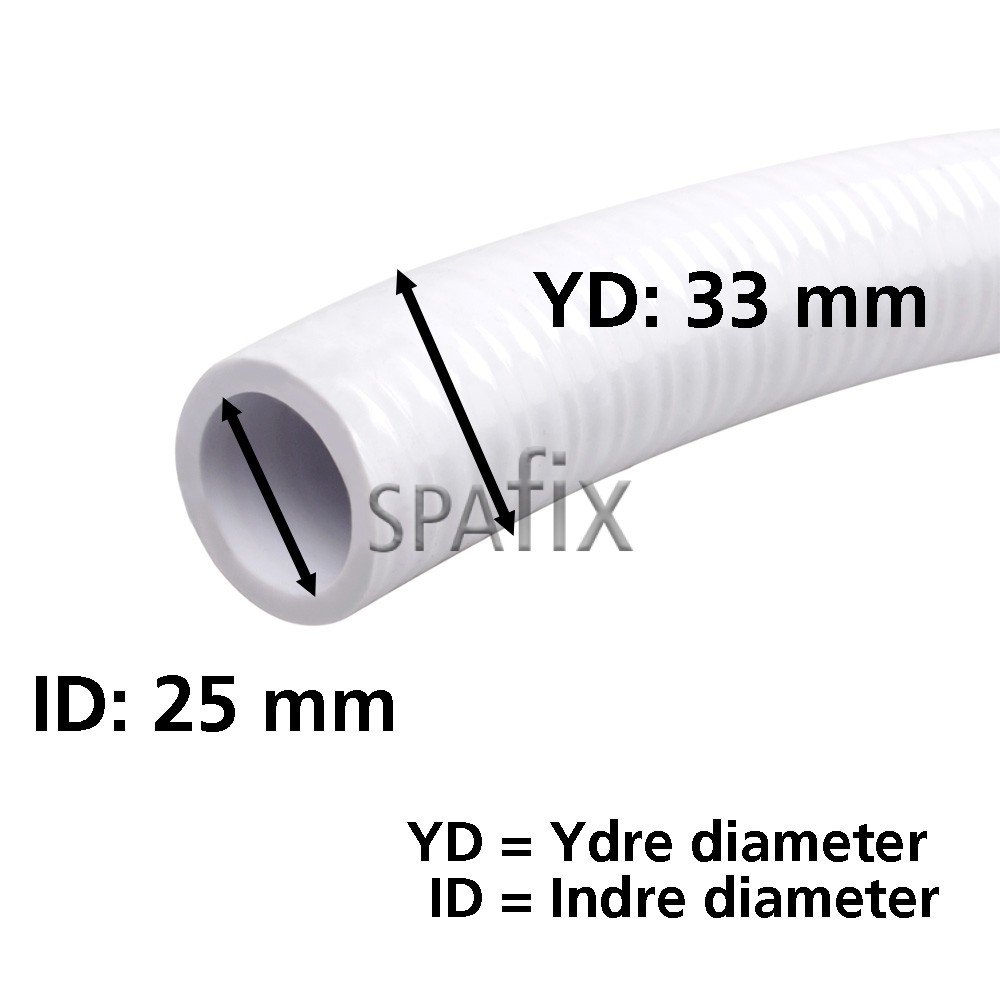 120 0130 1 inch waterway flexpipe flexslange hvid maal