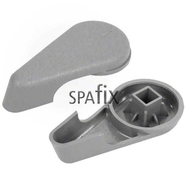 602 3577 waterway handle 2inch Valve gray 5 scallop textured front back